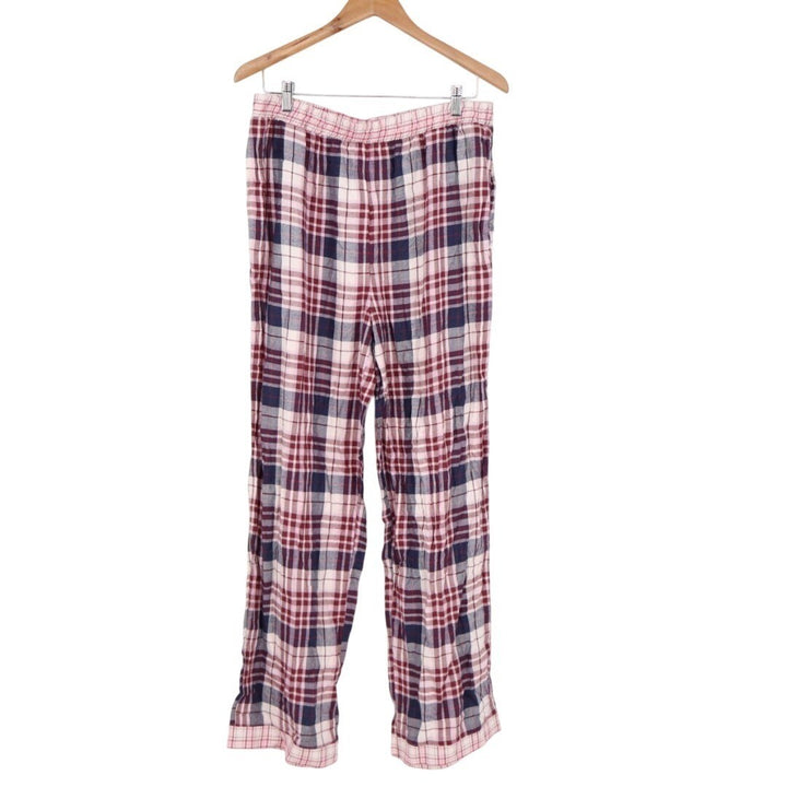 Charter Club Flannel 2-PC Pajamas Set Womens Large Multi Plaid Spread Collar