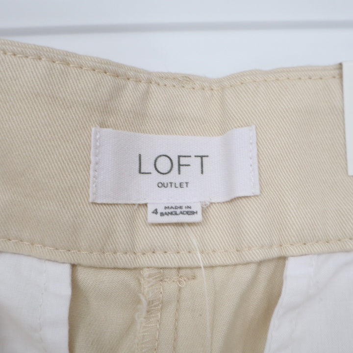 LOFT Outlet Shorts Womens 4 Curvy 6" Short Tan Chino Cotton Mid Rise NWT