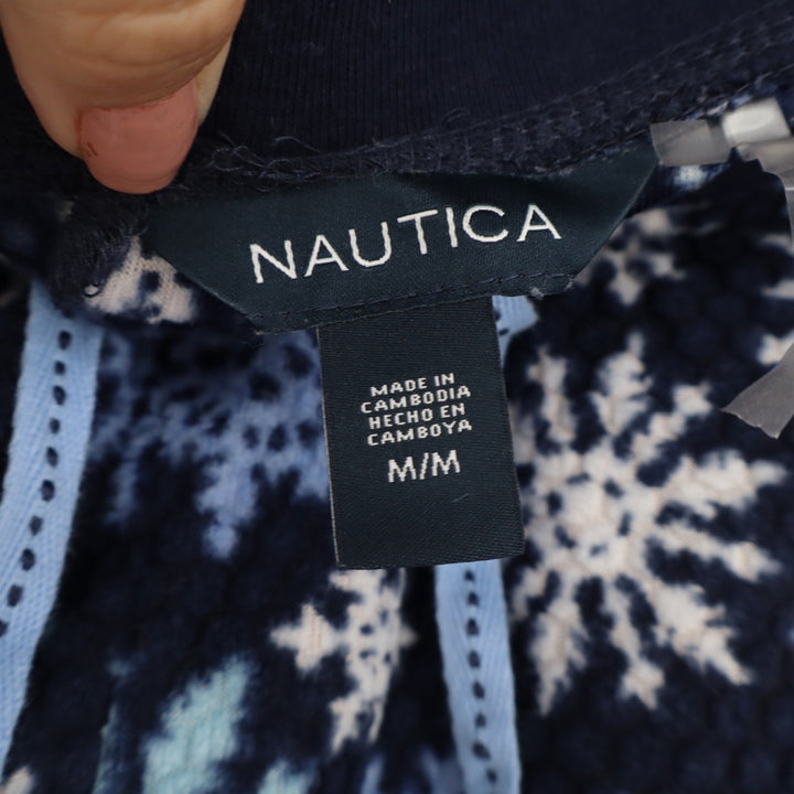 Nautica Womens Navy Blue Snowflake Fleece Pajama Pants Medium Holiday Lounge