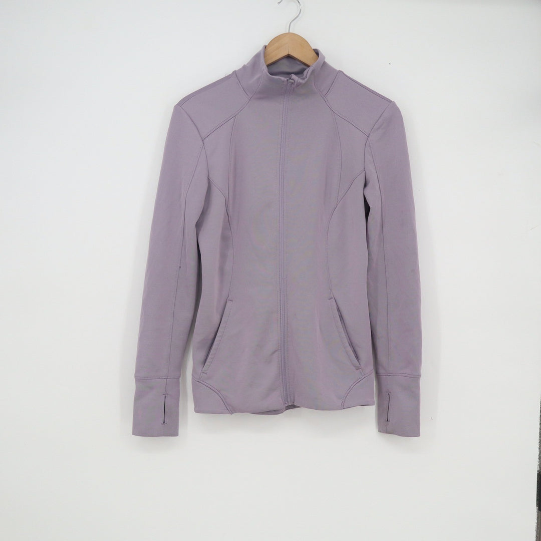 Avia Womens Full Zip Athletic Jacket Lavender Purple Mock Neck Thumbholes Small