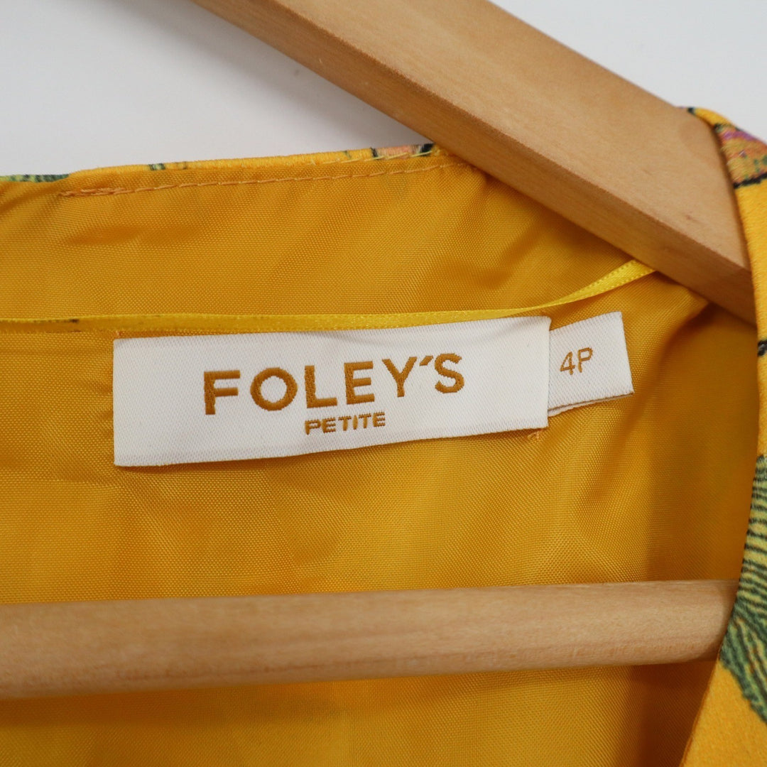 Foleys Petite Yellow Tropical Floral Lily Print Sleeveless Fit Flare Dress 4P