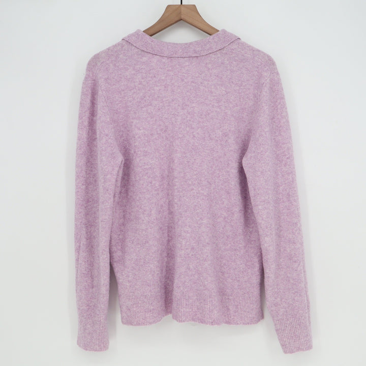 J.Crew Extra-Soft Polo Sweater Womens Medium Lilac Purple V-Neck Long Sleeve