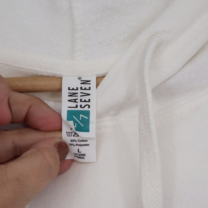 Lane Seven Cream White KW Main Line Heart Graphic Cropped Hoodie Large