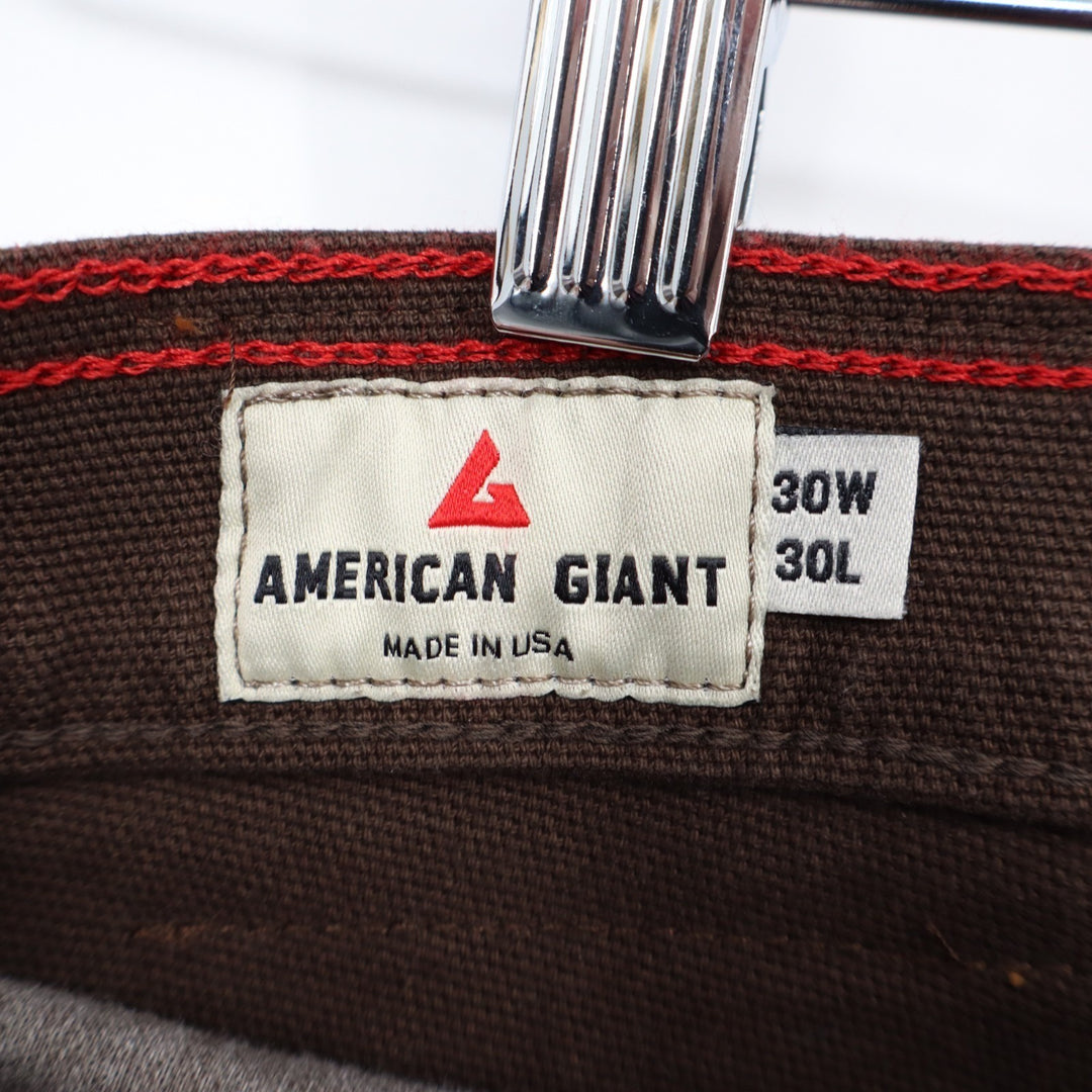 American Giant Roughneck Pants Men 30x30 Brown Cotton Stretch 5-Pockets Straight