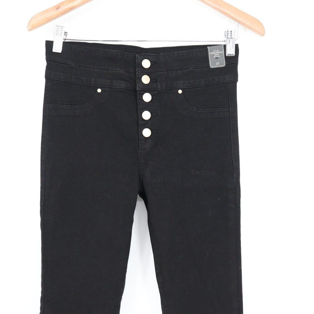Abercrombie & Fitch High Rise Super Skinny Jeans Womens 27 Black Exposed Button
