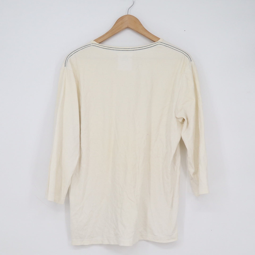 Adlib Mens Cream Cotton Long Sleeve Pocket T-Shirt Size Large Off White