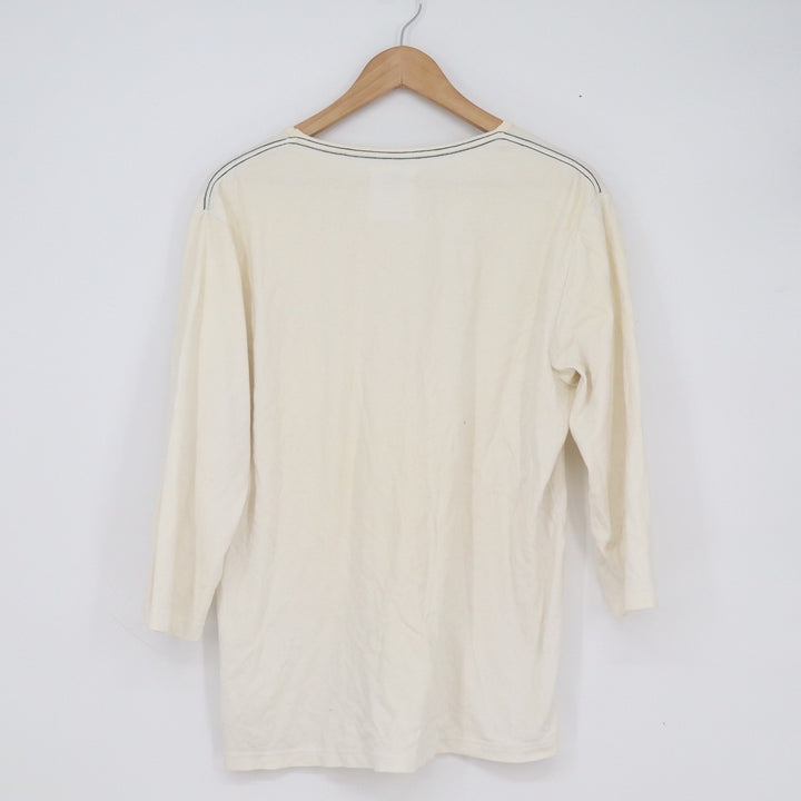Adlib Mens Cream Cotton Long Sleeve Pocket T-Shirt Size Large Off White