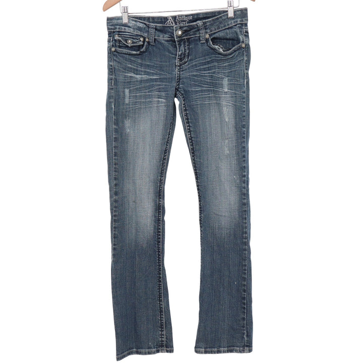 Antique Rivet Womens 29 Embellished Bootcut Jeans Blue Distressed Y2K Rhinestone