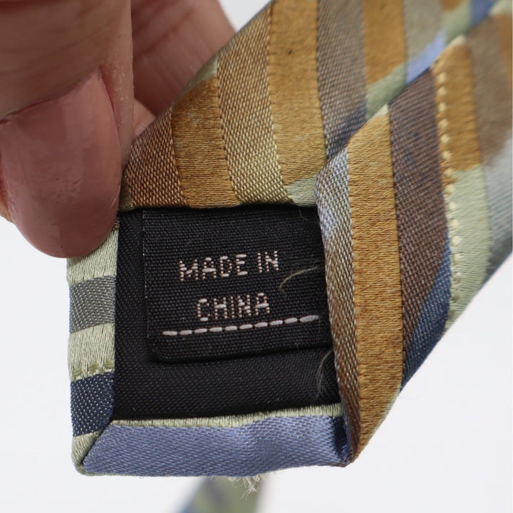 Axist Mens Necktie Sage Green Blue Tan Brown Diagonal Striped Classic