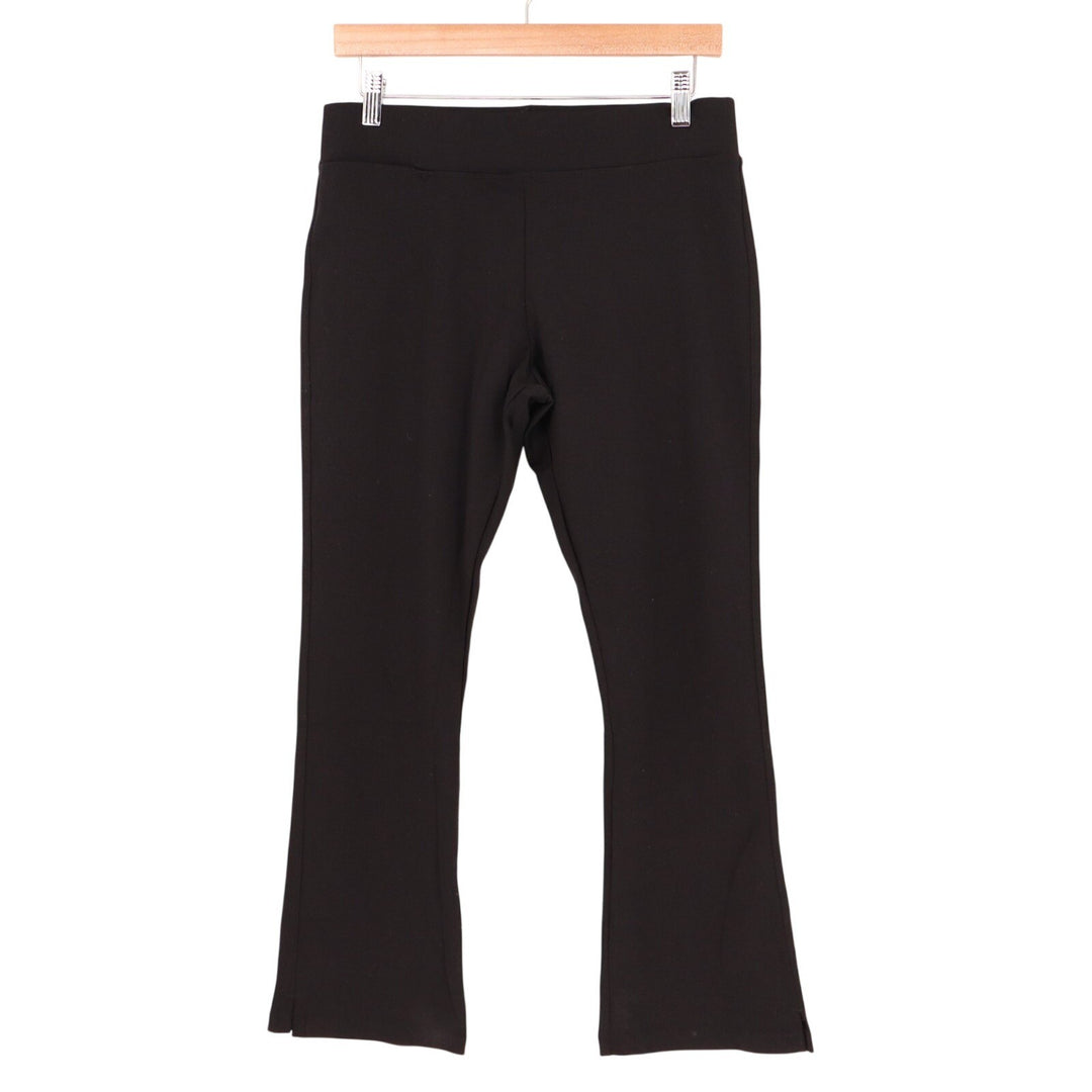 American Giant Ponte Kick Crop Pants Womens 10 Black Flare Stretch Elastic Waist