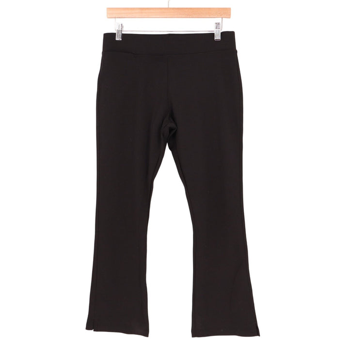American Giant Ponte Kick Crop Pants Womens 10 Black Flare Stretch Elastic Waist
