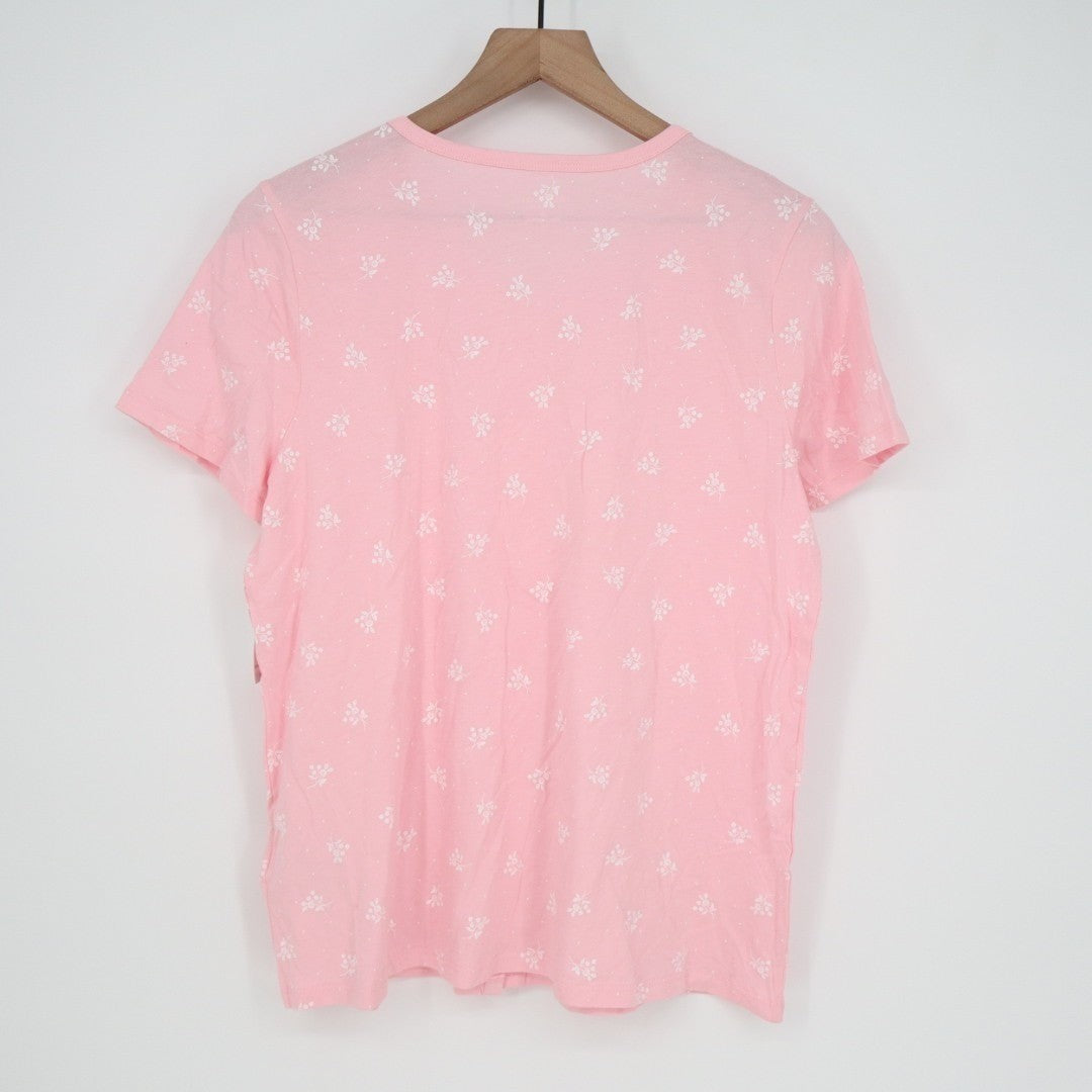 Charter Club Intimates Cropped Pajama Shirt Womens Medium Pink Floral Stretch