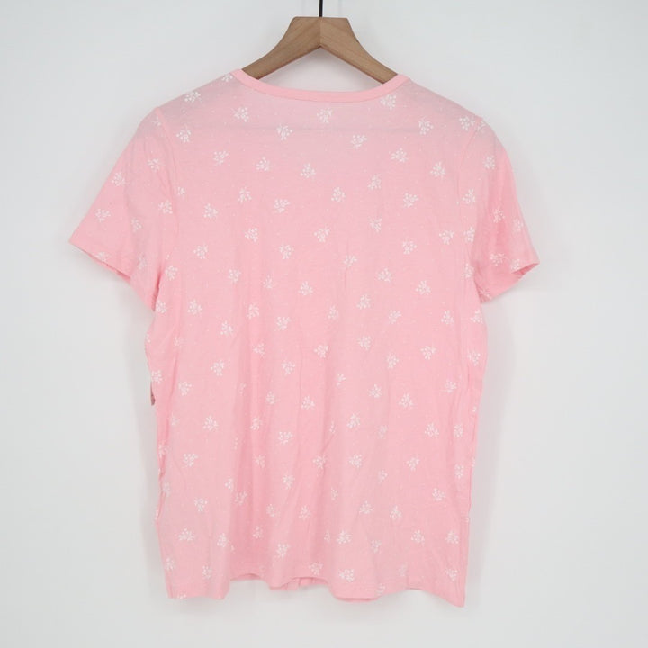 Charter Club Intimates Cropped Pajama Shirt Womens Medium Pink Floral Stretch