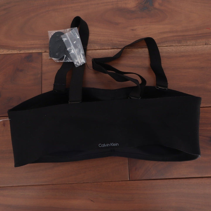 Calvin Klein Womens Seamless Bandeau Bra Black Removable Straps Size Small