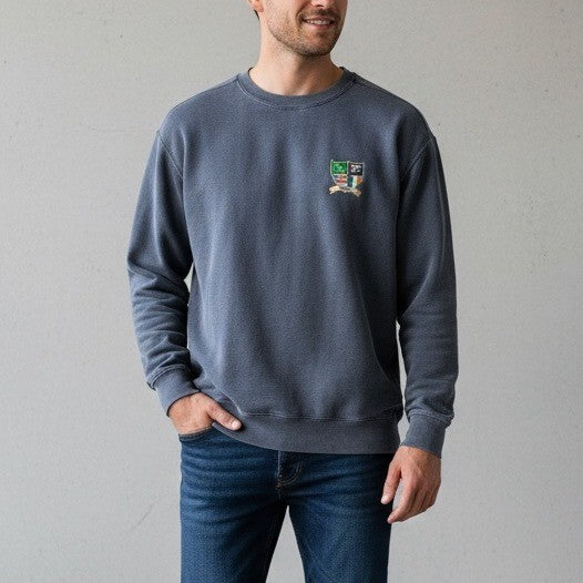 Comfort Colors Gray Embroidered Crest Sweatshirt Long Sleeve Crewneck Size L