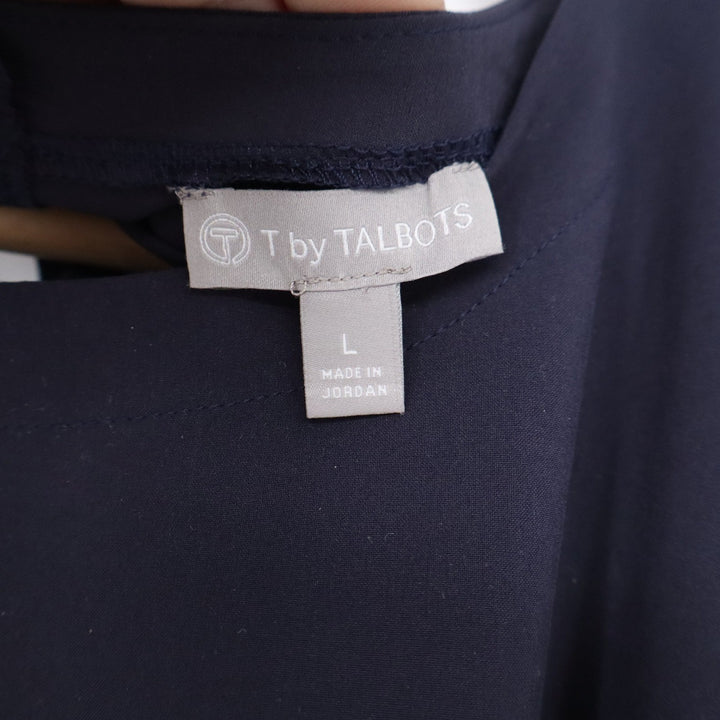 T by Talbots Womens Navy Blue Sleeveless Shell Top Stretch Keyhole Back L