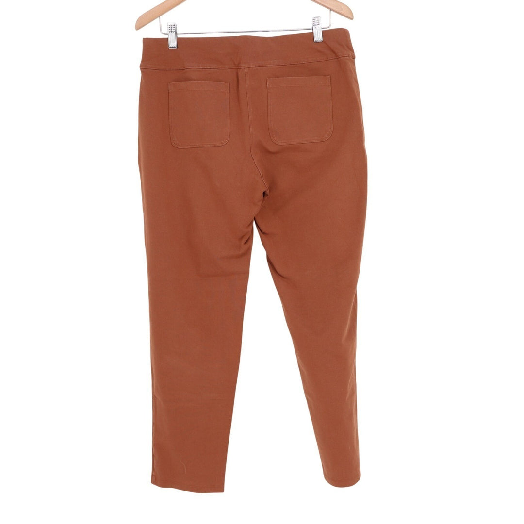 Susan Graver Weekend Cavalry Twill Knit Slim Pants Womens Medium Rust Brown