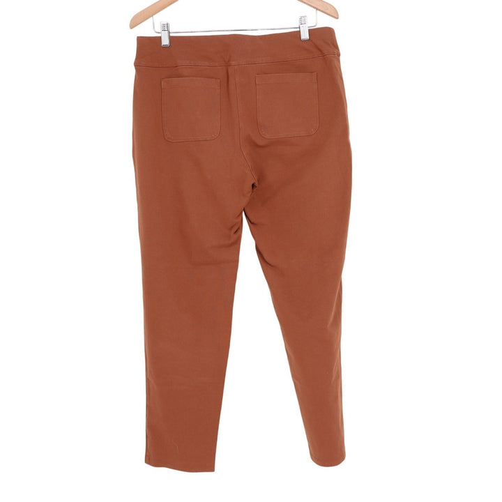 Susan Graver Weekend Cavalry Twill Knit Slim Pants Womens Medium Rust Brown