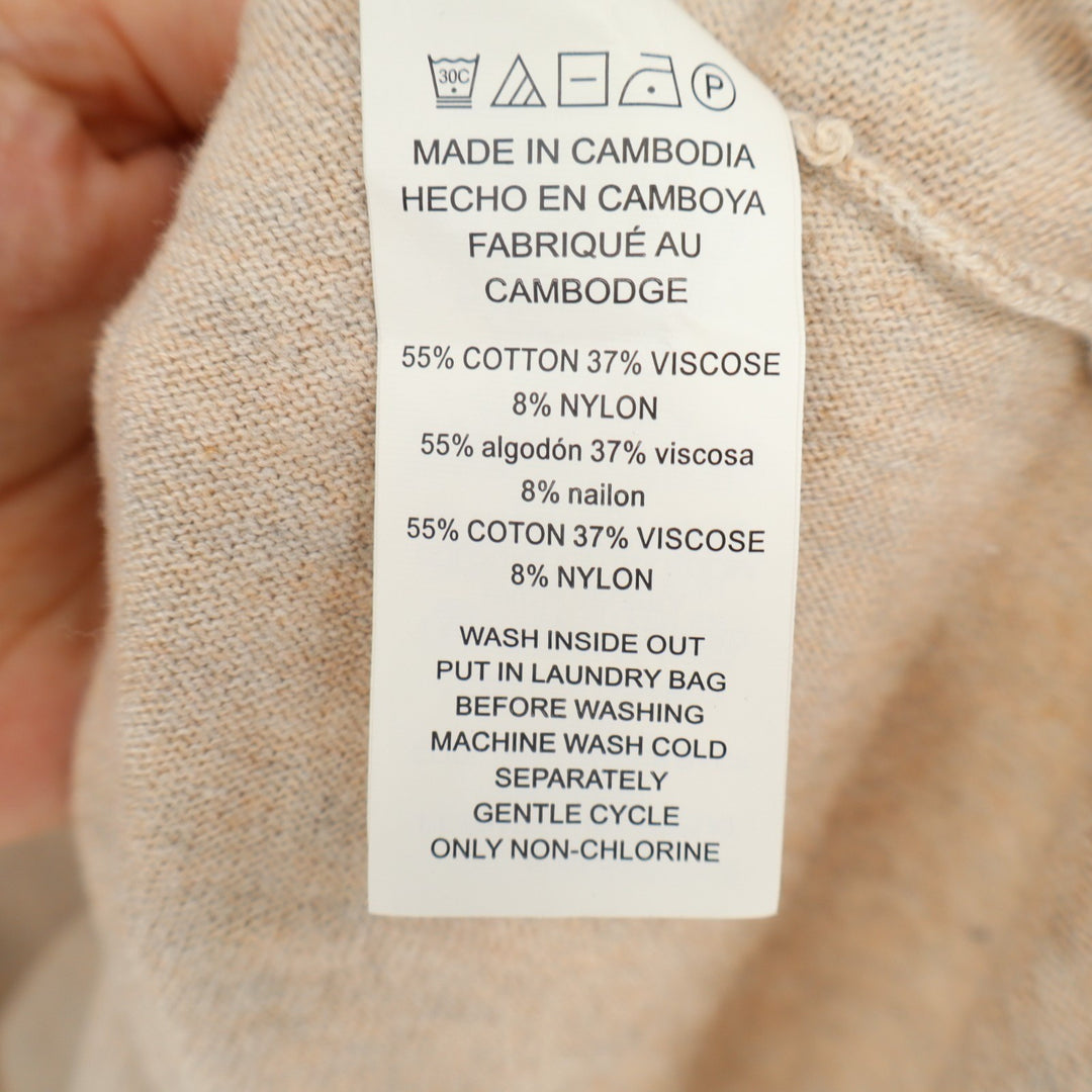 Michael Kors Sweater Womens Large Beige Cotton High Low Hem Long Sleeve Pullover