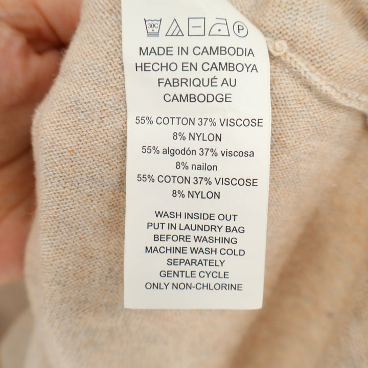 Michael Kors Sweater Womens Large Beige Cotton High Low Hem Long Sleeve Pullover