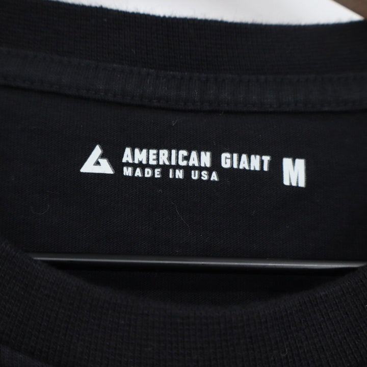 American Giant Mens Black Crew Neck Pocket T Shirt Size M Made in USA Cotton