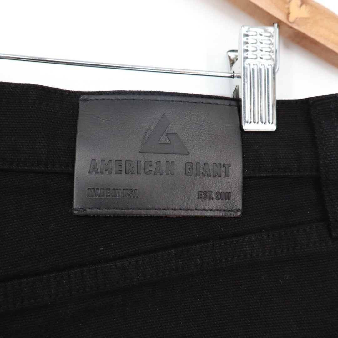 American Giant Roughneck Jeans Men 34x30 Black Canvas Cotton Mid Rise Skinny Leg