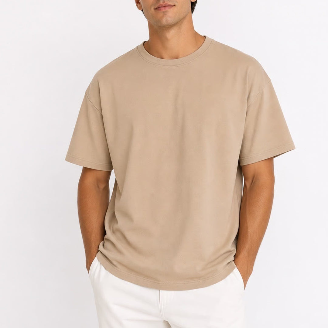 Unbranded Tan Beige Crew Neck Short Sleeve Relaxed Fit T-Shirt Mens M