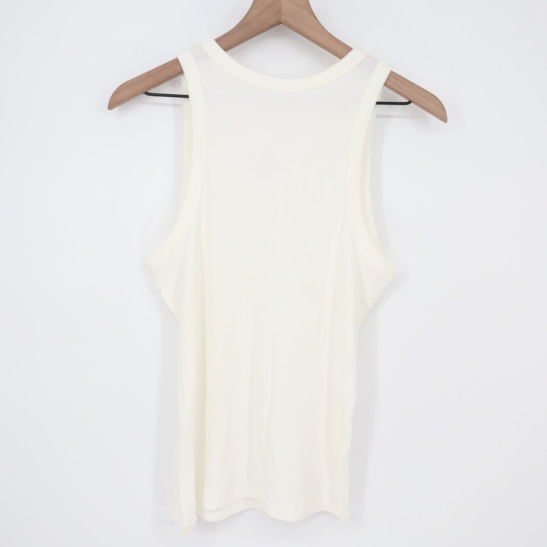 A New Day Tank Top Womens Large White Ribbed Knit Round Neck Yoga Running Active