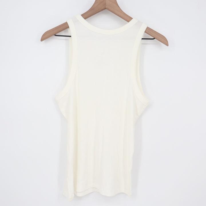 A New Day Tank Top Womens Large White Ribbed Knit Round Neck Yoga Running Active