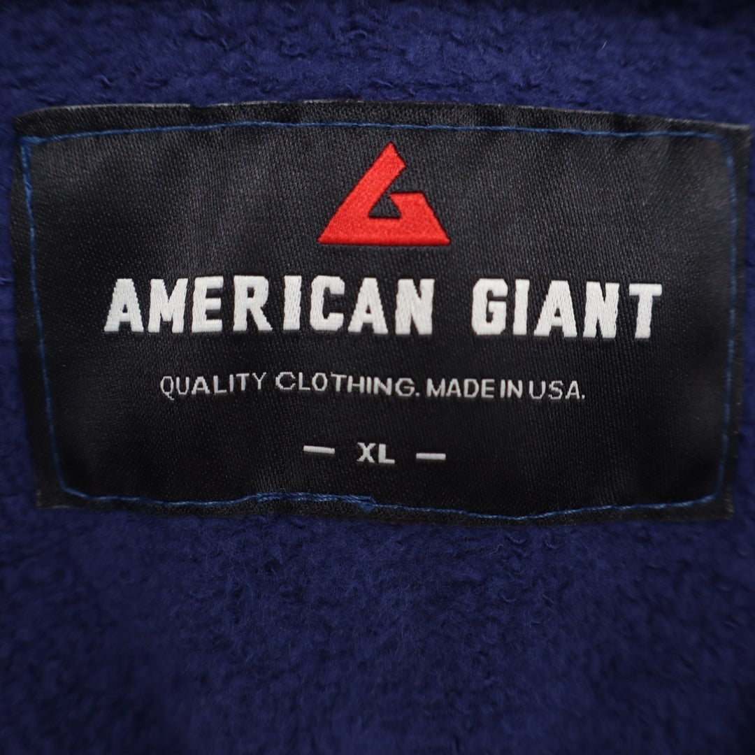 American Giant Classic Hoodie Men XL Blue Full Zip Cotton Fleece Long Sleeve
