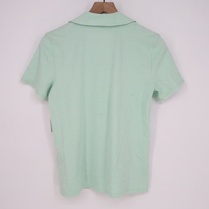 Charter Club Intimates Pajama Shirt Womens XS Green Lapel Collar Short Sleeve