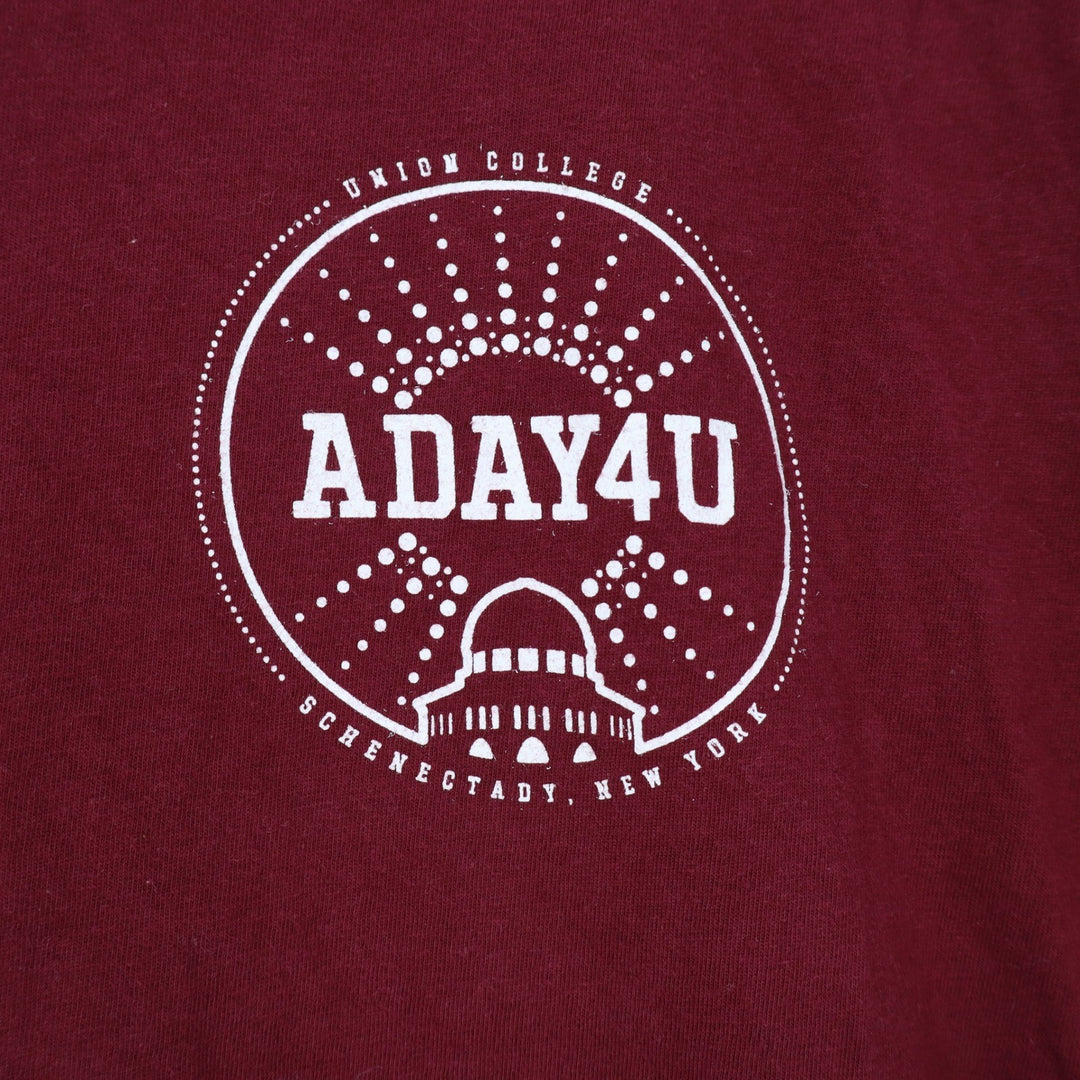 Gildan Softstyle Union College ADAY4U Maroon Graphic T-Shirt Mens Large
