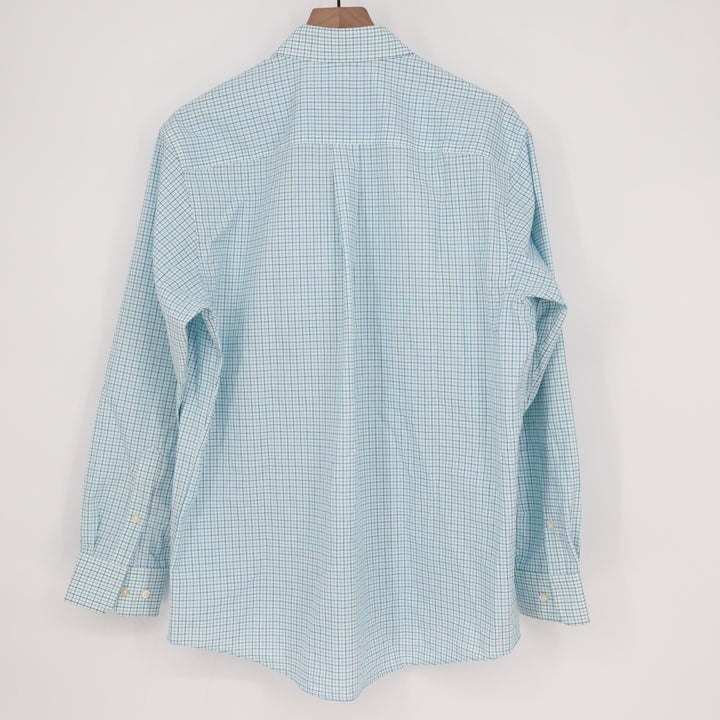 Jos. A. Bank Traveler's Collection Shirt Mens M Blue Gingham Check Button Down
