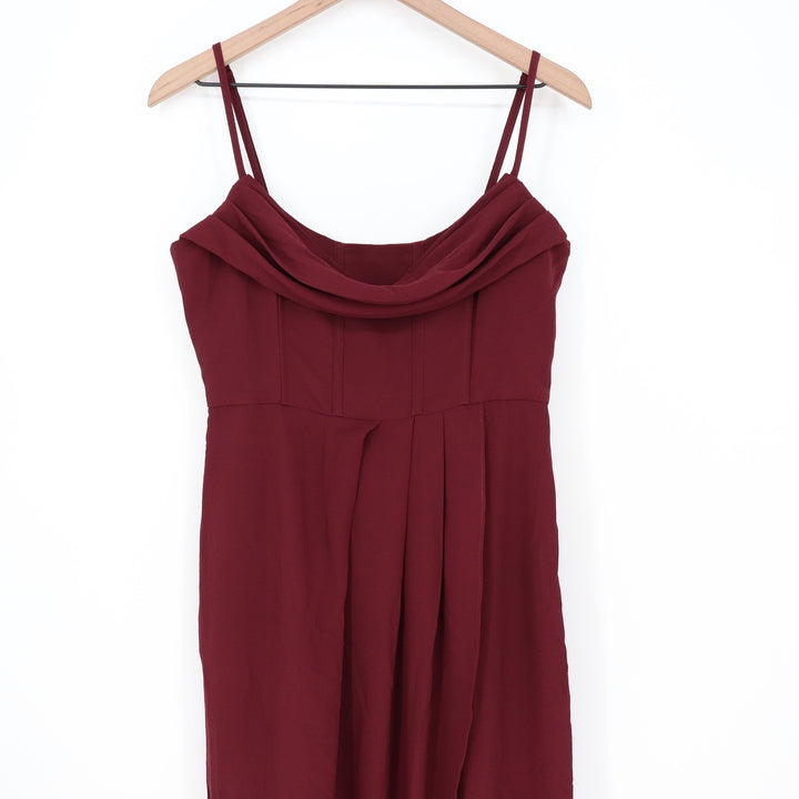 Showpo Andrina Wine Red Corset Midi Dress High Low Wrap SD22050142 Mens 8