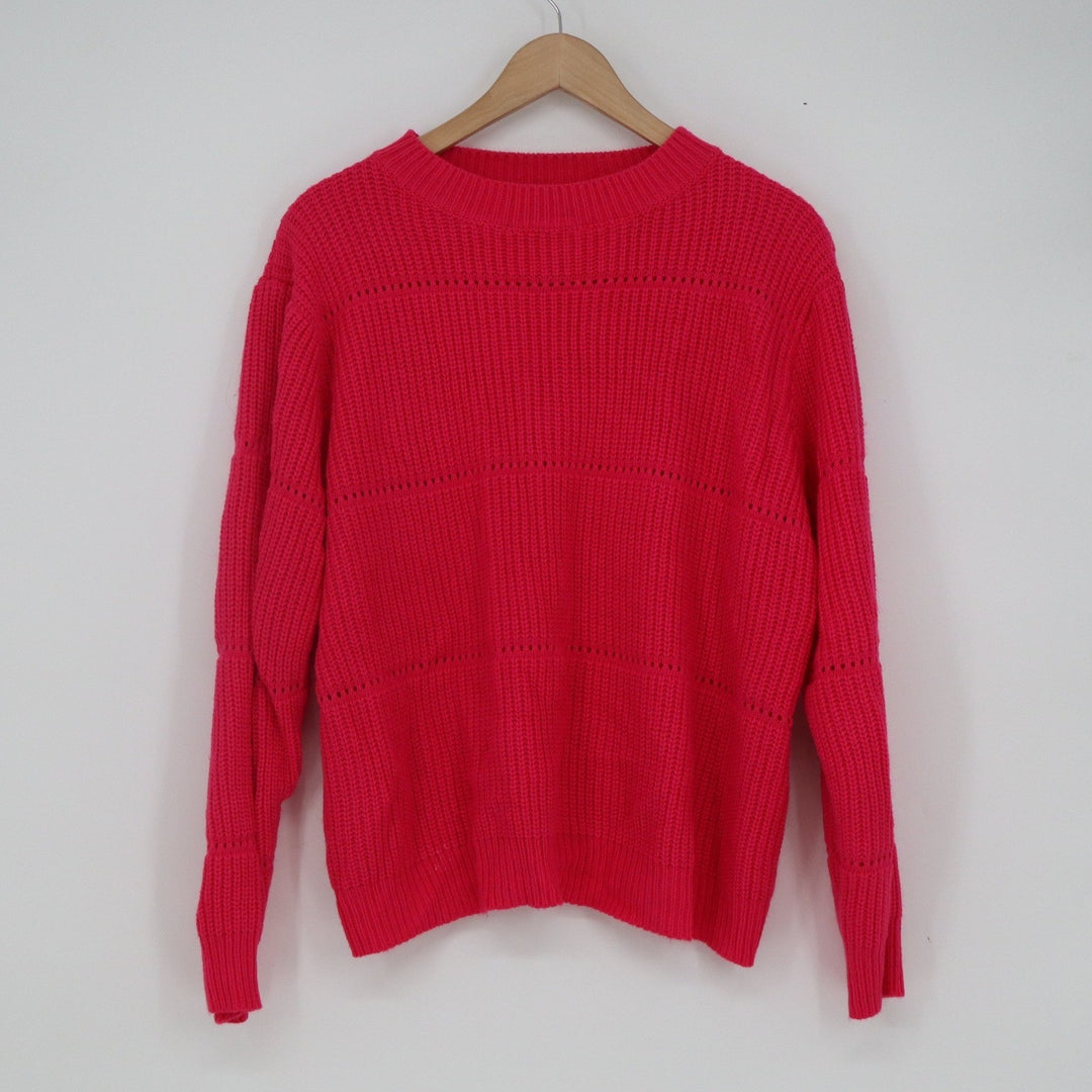 Shein Curve Pink Shaker Knit Crewneck Sweater Plus Size 2XL Long Sleeve Pullover