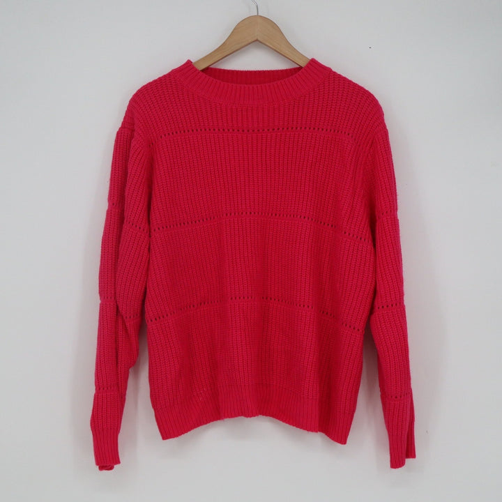 Shein Curve Pink Shaker Knit Crewneck Sweater Plus Size 2XL Long Sleeve Pullover