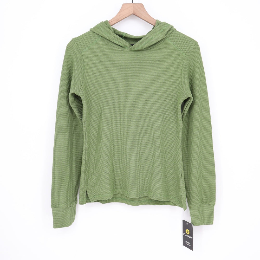 Body Glove Womens Waffle Knit Hoodie Green Long Sleeve Size S