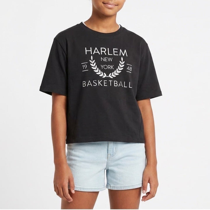 DSG Girls Small Harlem New York Basketball Graphic Tee Pure Black CKP8812CN
