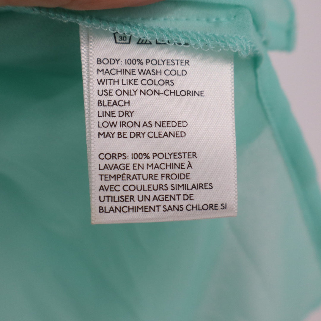 Silence + Noise Mint Green Sheer Chiffon Button Down Blouse V-Neck Small 13606