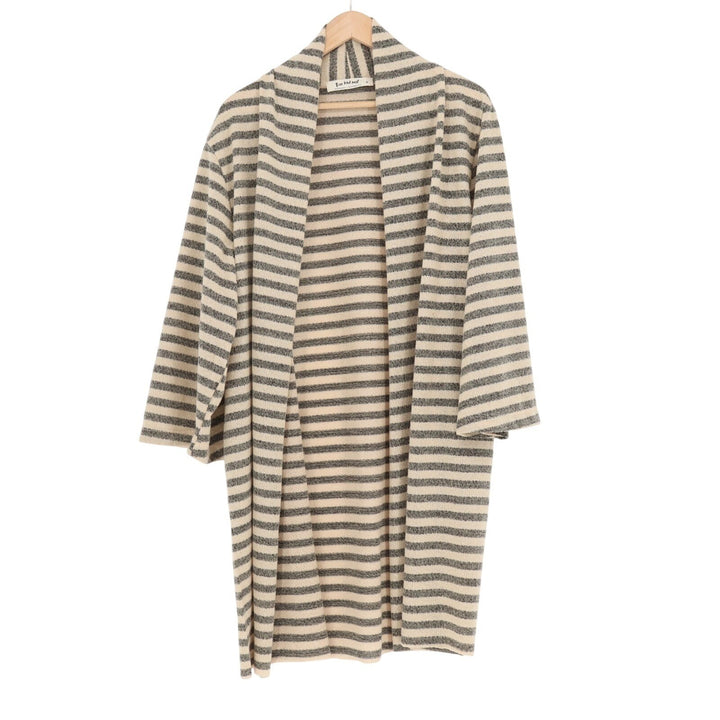 Three Bird Nest The Nest Venyx Cardigan Sweater Womens Small Beige Gray Striped