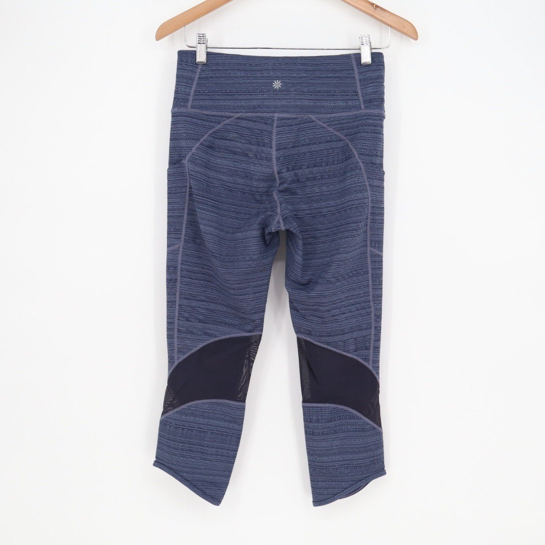 Athleta Navy Blue Textured Capris with Mesh Insets Size Medium