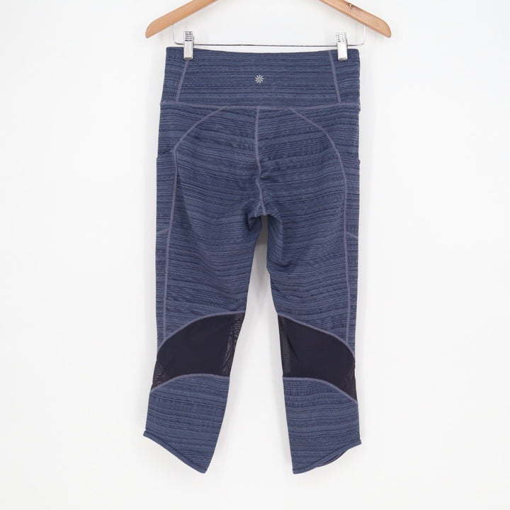 Athleta Navy Blue Textured Capris with Mesh Insets Size Medium