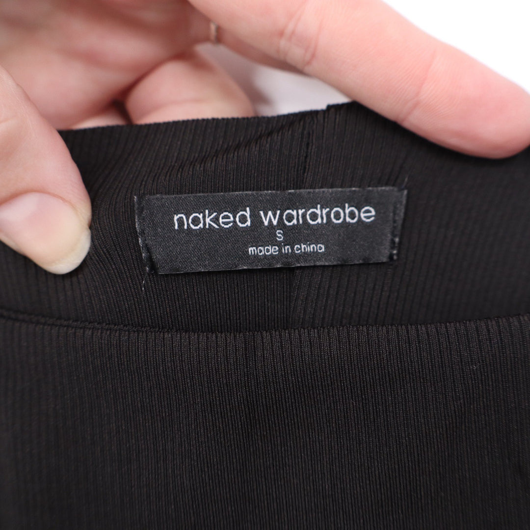 Naked Wardrobe Black Ribbed Scoop Neck Sleeveless Jumpsuit Small
