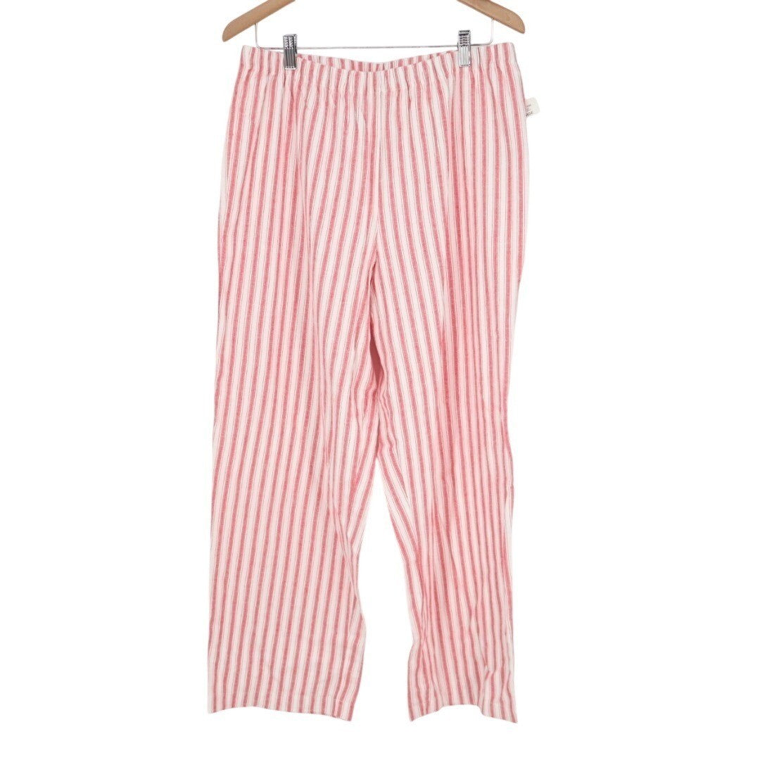 Charter Club Intimates Pajama Pants Womens Large Red White Festive Stripe Cotton