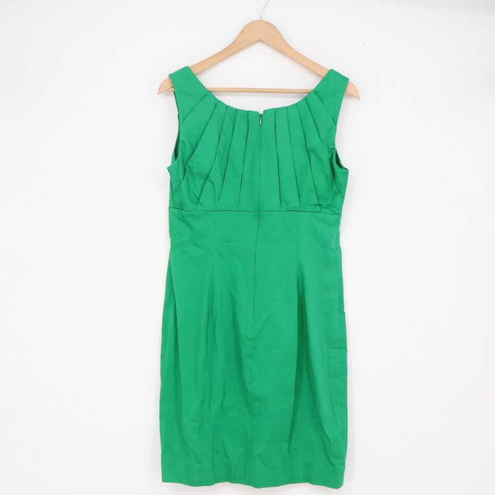 Calvin Klein Womens Green Pleated Neckline Cotton Blend Sheath Dress Size 10