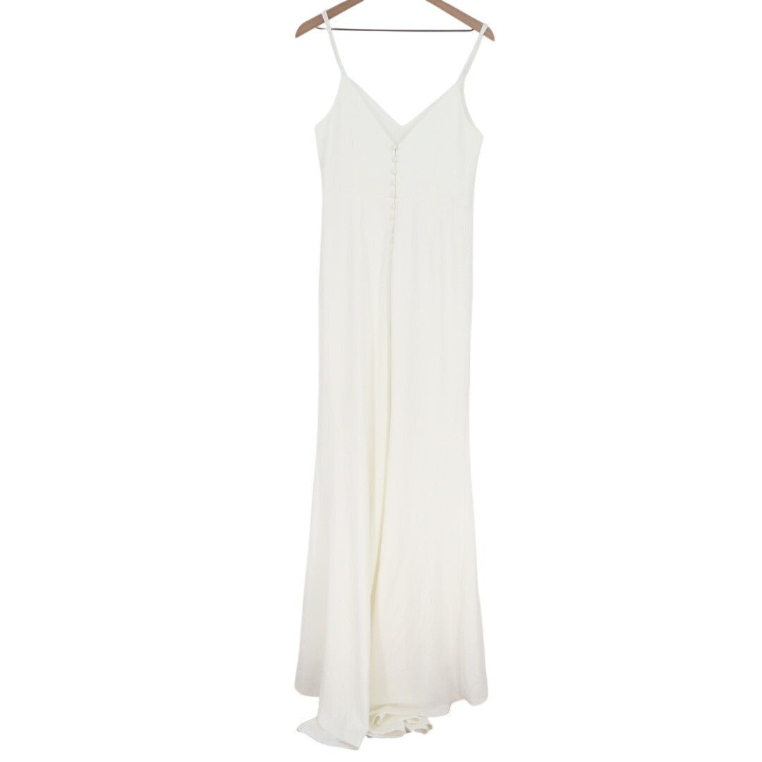 Lulus Feeling of Forever Maxi Dress Womens L White Back Button Spaghetti Strap