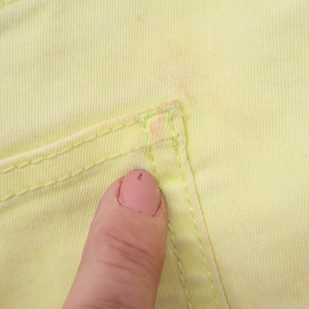 H&M Divided Neon Yellow Denim Mini Shorts Womens Size 10 Stretch Summer Festival