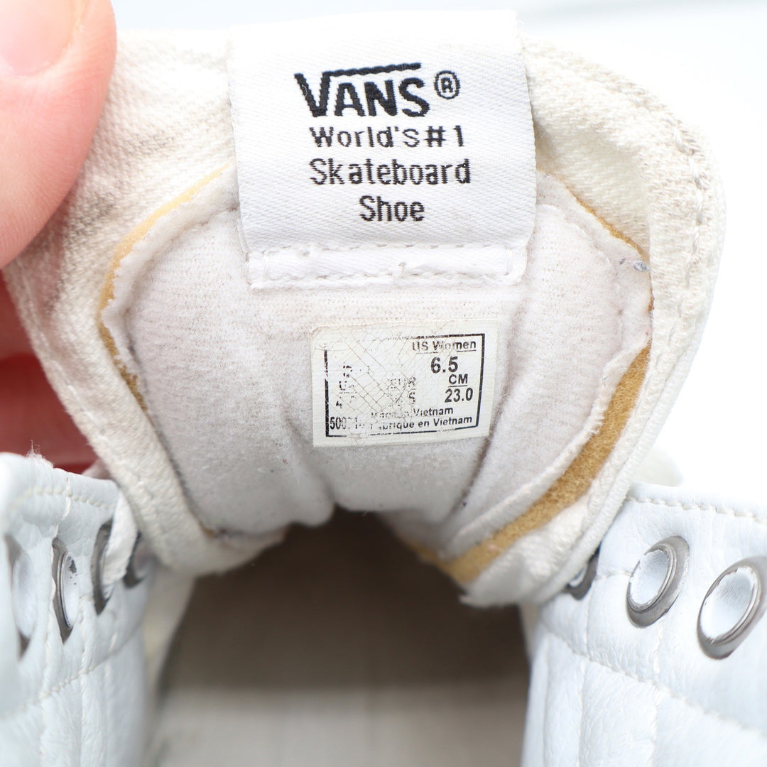 Vans Sk8-Hi High Top Sneakers Off White Canvas Skate Shoes Womens 6.5