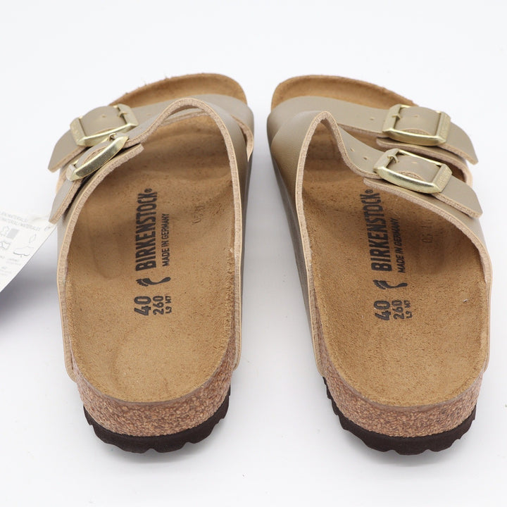 Birkenstock Arizona Metallic Gold Two Strap Slide Sandals 40 L9 M7 NEW