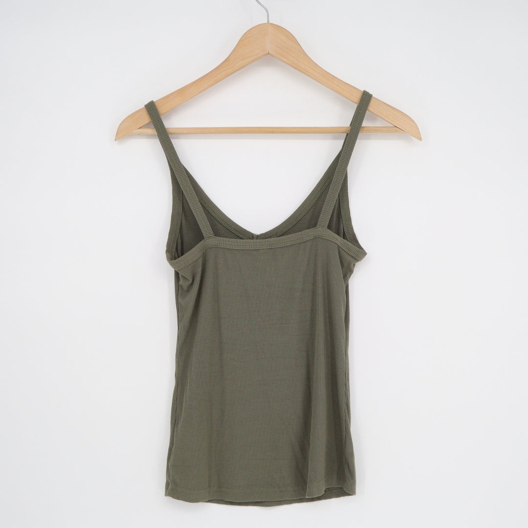 Olive Green Ribbed V-Neck Camisole Spaghetti Strap Tank Top Style 970 Mens Small